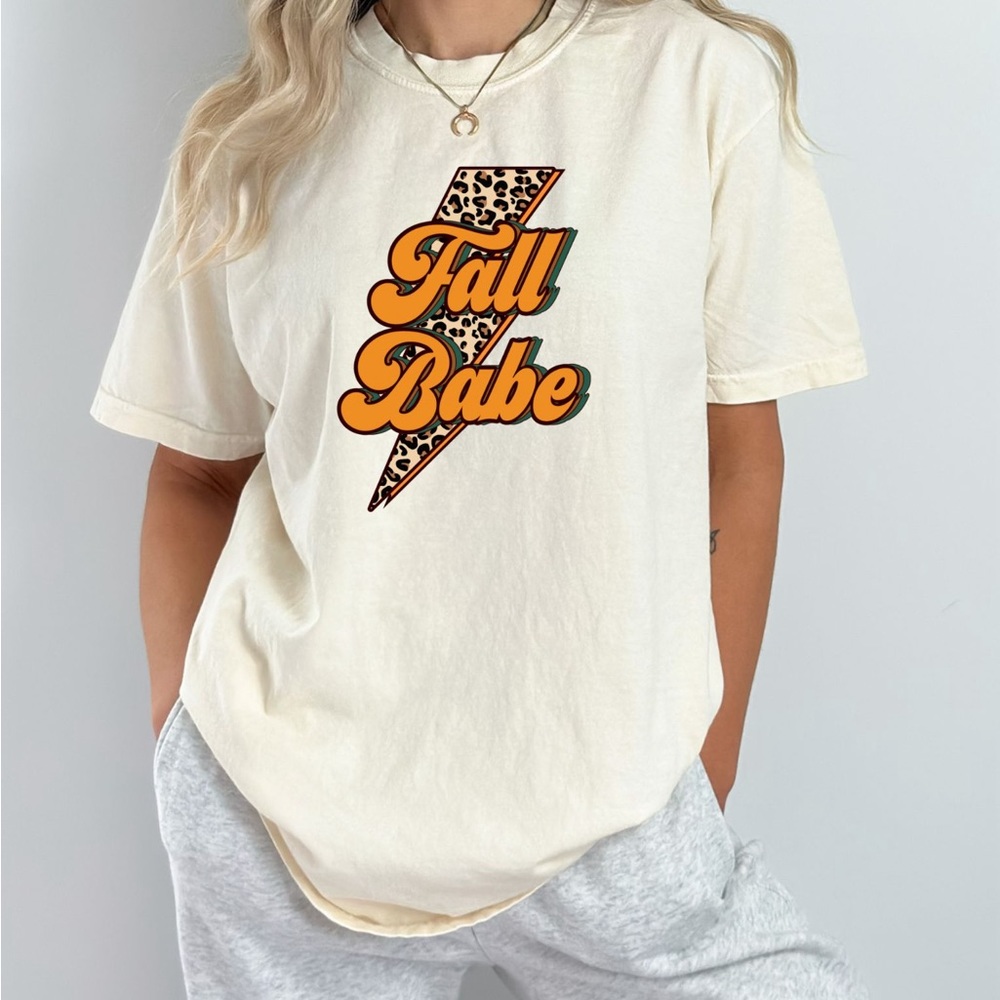 Bella Canvas 100% cotton natural color “fall babe” tshirt